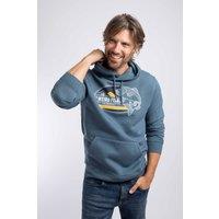 Weird Fish Men's Wills Front Print Graphic Popover Hoodie in Blue | Size: 3XL