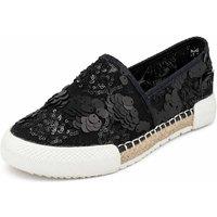 Savannah Women's Women's Sequin Slip-On Espadrille Trainers with Toe Cap in True Black | Size: 6