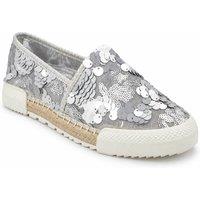 Savannah Women's Women's Sequin Slip-On Espadrille Trainers with Toe Cap in Metallic Silver | Size: 6