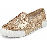 Savannah Women's Women's Sequin Slip-On Espadrille Trainers with Toe Cap in Metallics | Size: 5