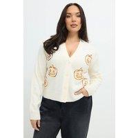 Yours Women's Sequin Pumpkin Cardigan in Cream | Size: 22-24
