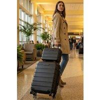 SHEONLY Sets of 2 Lightweight ABS Hard Shell Suitcase in Black