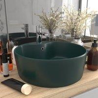 Berkfield Home Luxury Wash Basin with Overflow Matt Dark Green 36x13 cm Ceramic