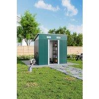 H&O Direct Compact Metal Outdoor Garden Tool Storage Shed in Green