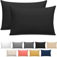 Lazzaro Home 400 TC Egyptian Cotton Pillowcases Pack of 2 Luxurious & Breathable in Black | Size: Standard