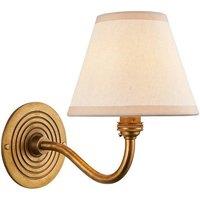Netlighting Ripple Curve Brass Wall Light Fabric Ivy Shade 16cm B22 in White
