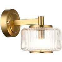Netlighting Stamford Dome Wall Lamp & Ribbed Glass G9 in Gold