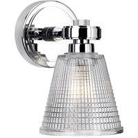Netlighting Gunnislake 1 Light Wall Light Polished Chrome Glass Shade IP44 G9 in Grey