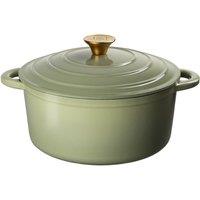 Prochef 'J&L' 26cm Cast Iron Casserole Pot With Lid - Sage Green in Pale Green