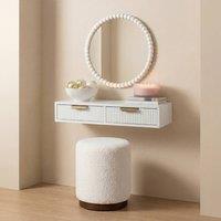 OHS Ribbed 2-Drawer Floating Shelves Wall Mounted Storage Shelf in White