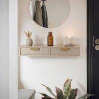 OHS Ribbed 2-Drawer Floating Shelves Wall Mounted Storage Shelf in Natural