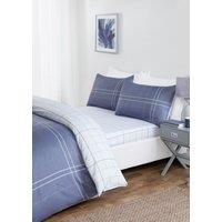 Rapport Home Hudson Microfibre Check Complete Duvet Cover Set With Pillowcase in Mid Navy | Size: King