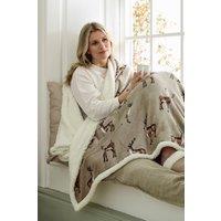 Deyongs Luxury Supersoft Sterling Stag Printed Heated Throw in Brown | Size: 140 cm x 180 cm