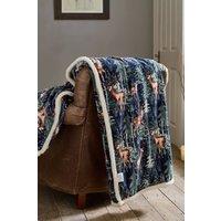 Deyongs Luxury Supersoft Stag Printed Fleece Throw in Navy | Size: 140 cm x 180 cm