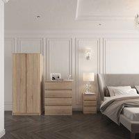 Seconique Malvern 2 Door Wardrobe Bedroom Set in Light Oak