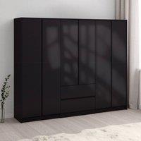 Seconique Malvern 6 Door 2 Drawer Wardrobe-Black in Black