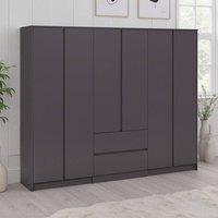 Seconique Malvern 6 Door 2 Drawer Wardrobe-Grey in Grey