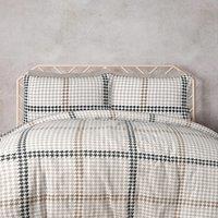 Smart Living Luxury Easy Care Houndstooth Check Brushed Cotton Duvet Cover Set in Natural | Size: Super King