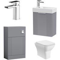 Balterley Cloakroom Suite Wall Hung Vanity Toilet Tap Set - Grey Chrome
