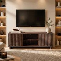 Solace+Co Velmor 120cm Ribbed TV Unit with Storage in Walnut