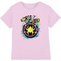 Marvel Ghost Spider Punk Logo Kids T-Shirt, Pink | Size: 9-11 Years