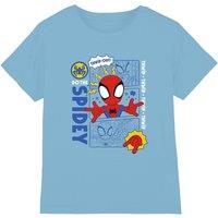 Marvel Spidey & His Amazing Friends Spidey Comic Kids T-Shirt, Light Blue | Size: 9-11 Years
