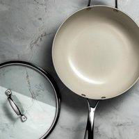 Prochef 'John & Lisa Signature' 28cm Ceramic Non-Stick Wok With Lid - Sage Green in Pale Green