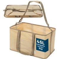 LIVIVO Collapsible 45L Laundry Basket with Detachable Carrying Strap in Beige