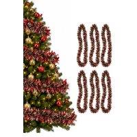 Neel Blue 2M Mixed Colour Christmas Tinsel Garland, Metallic Garland - 6pcs