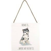 Louise Nisbet Wooden Husky Plaque in White
