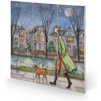 Joe Ramm By The Light Of The Moon Wood Print in Duck Egg Blue