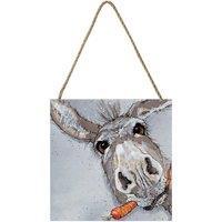 Bev Davies Crunchy Donkey Wood Plaque in Grey