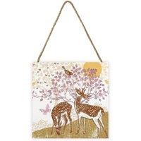 Summer Thornton Woodland Nature Deer Wooden Block in White