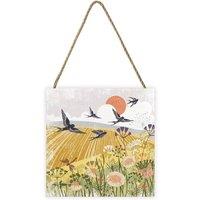 Summer Thornton Woodland Nature Swallow Wooden Block in Yellow