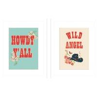 Louise Nisbet Howdy YAll Wild Angel Framed Print Set Pack of 2