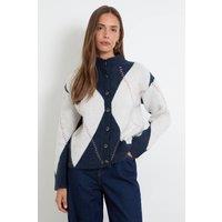 Wallis Women's Argyle Funnel Neck Cardigan in Navy | Size: Medium