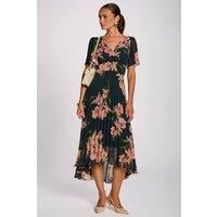 Jolie Moi Women's Angel Sleeve Pleated Chiffon Maxi Dress | Size: 16