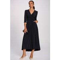 Jolie Moi Women's 3/4 Sleeve Plain Jersey Maxi Dress in Black | Size: 16