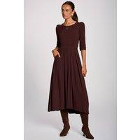 Jolie Moi Women's 3/4 Sleeve Modal Viscose Midi Dress in Brown | Size: 8