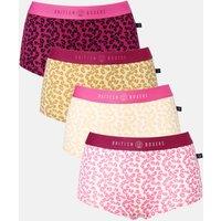 British Boxers Women's Pack of Four Leopard Rose Bamboo Hipster Boxer Briefs | Size: 16