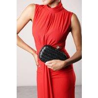 Where's That From Women's Helixa Woven Hard Shell Clutch Bag with Knot Clasp Detail in Black