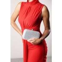 Where's That From Women's Lixelle Crystal Embellished Evening Clutch Bag in Silver