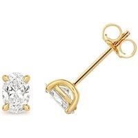 Cervin Blanc Women's Lab Grown Oval Diamond 4 Claw Stud Earrings Gold Plated Silver