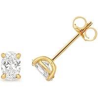 Cervin Blanc Women's Lab Grown Oval Diamond 4 Claw Studs Gold Plated Silver
