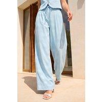 Roman Women's Fluid Tie Waist Smart Trouser in Light Blue | Size: 18