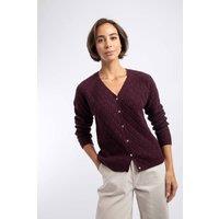 Weird Fish Women's Posie Pointelle Knit Cardigan in Dark Mauve | Size: 20