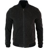 TruClothing Men's Varsity Suede Leather Bomber Jacket in Brown | Size: Medium