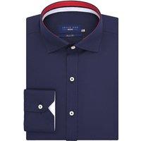TruClothing Men's Navy Twill Formal Shirt with Union Jack Contrast Trim | Size: Medium