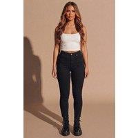 Femme Luxe Women's High Waist Skinny Stretch Jeans in Black | Size: 12
