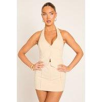 Rebellious Fashion Women's Kamila Waistcoat & Mini Skirt Co-ord in Cream | Size: 10